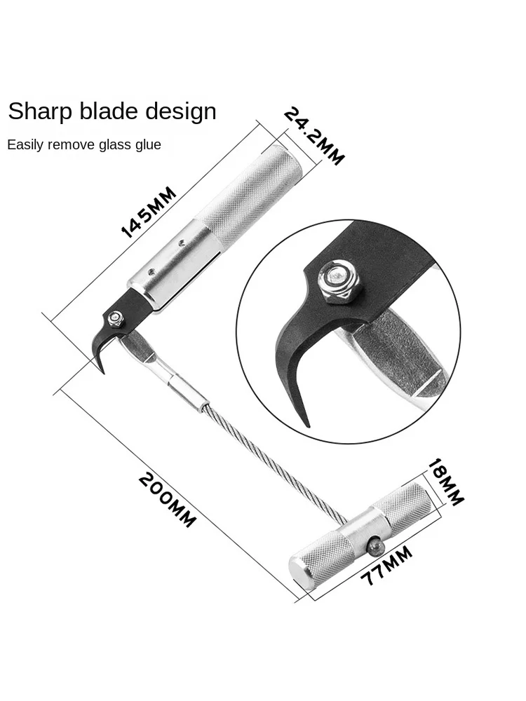 

Special tools for disassembling and assembling car windshields - Steel wire rope, wire saw, pulling blade, handle remover set