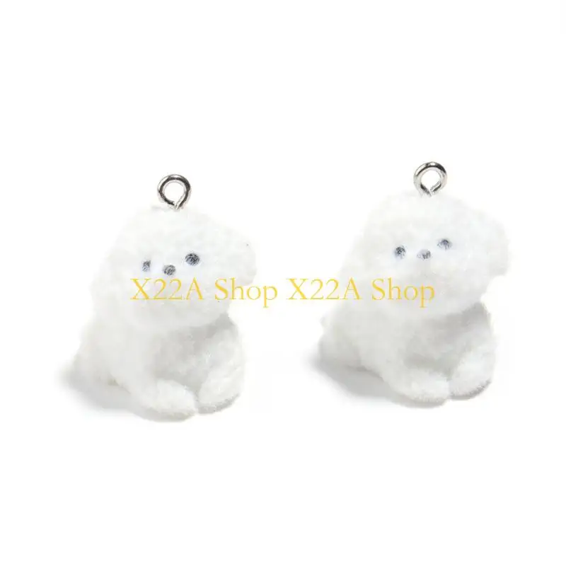 

Unique Adorable Flocking Puppy Dog Charm Trendy Resin Flocking Dog Shaped Pendant for Youthful Statement Pieces
