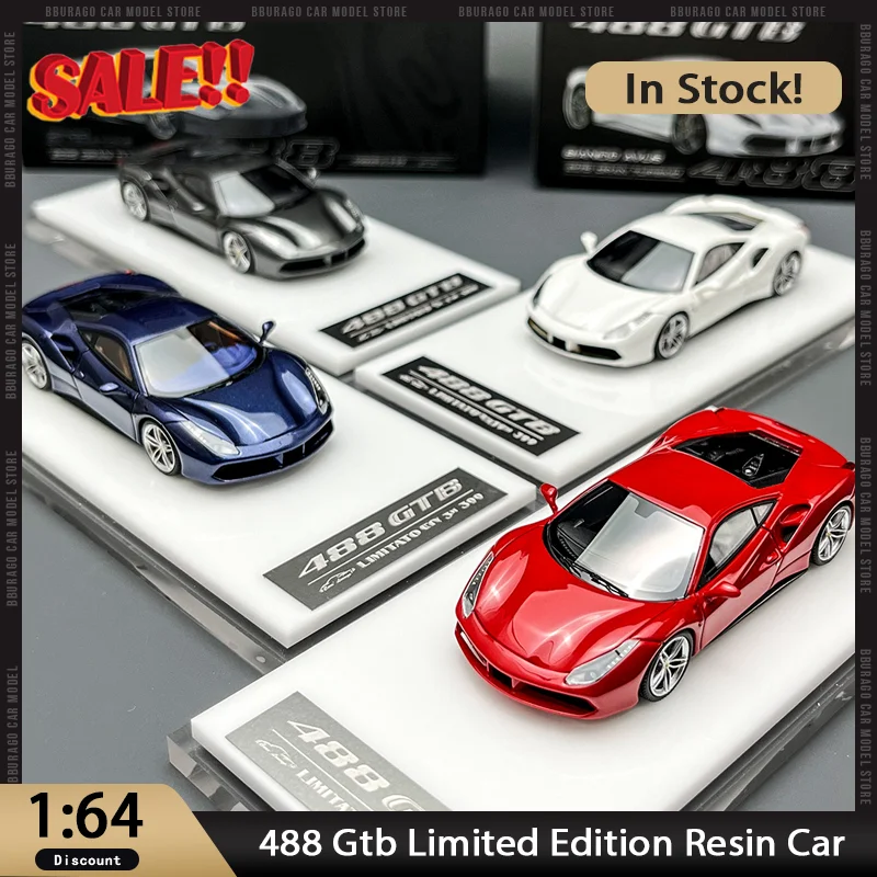 

New In Stock CL 1:64 488 Gtb Limited Edition Resin Car Miniature Diecast 488 Gtb Ornaments Custom Toys Kids Gift