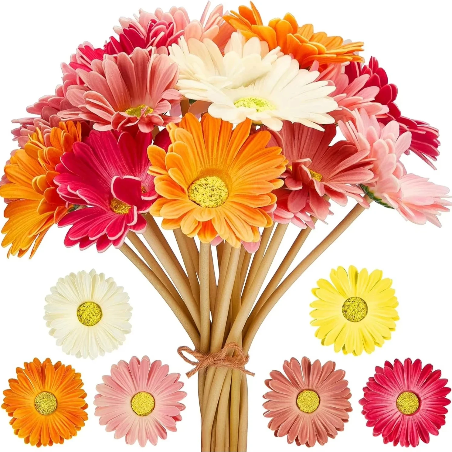 1Pcs Artificial Flowers Bouquet Daisy Fake Flowers for Home Room Decor Garden Wedding Decoration Outdoor Craft Garland Ornament