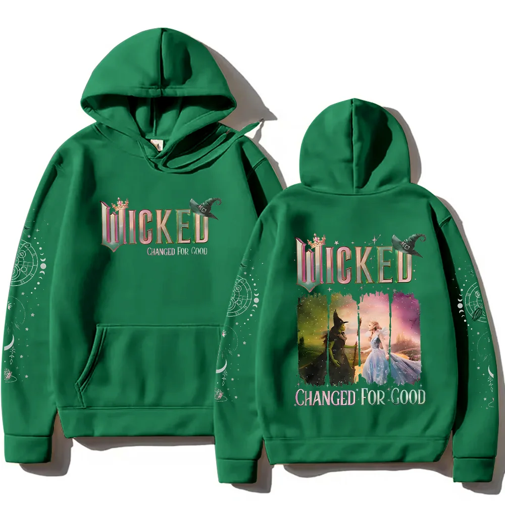 

Wicked for Good Movie Graphic Hoodies Autumn Winter Fleece Long Sleeve Pullover Women Men Trendy Design Oversized Sweatshirts