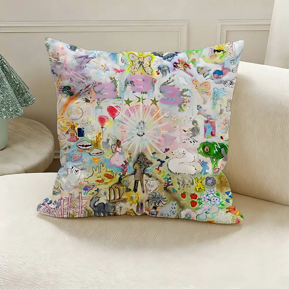 Rapper Singer B-Bladee 333 Polyester Printed Pillow Cover Square 30 35 40 45 50 55 cm Soft for Sofa Bed Car Home Decor