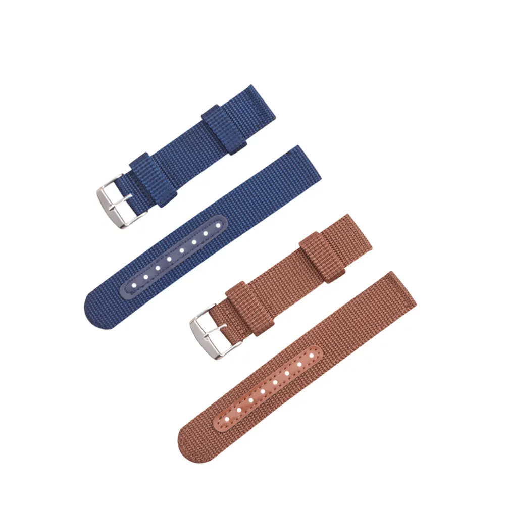 

2Pcs 22Mm Breathable Nylon Watchband Stylish Sports Strap Durable Replacement Band Comfortable Wristband BlueBrown