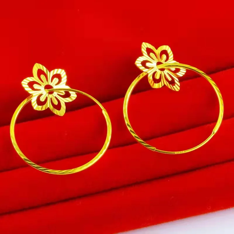 High-quality 18K gold earrings transfer flower earrings AU750 fashionable temperament womens earrings luxury quality jewelry