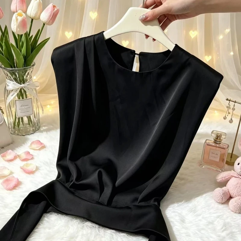 Sleeveless Solid Hollow Out Bandage Elegant Shirt Tops Summer Simplicity All-match Temperament Blouse Office Trend Women Clothes