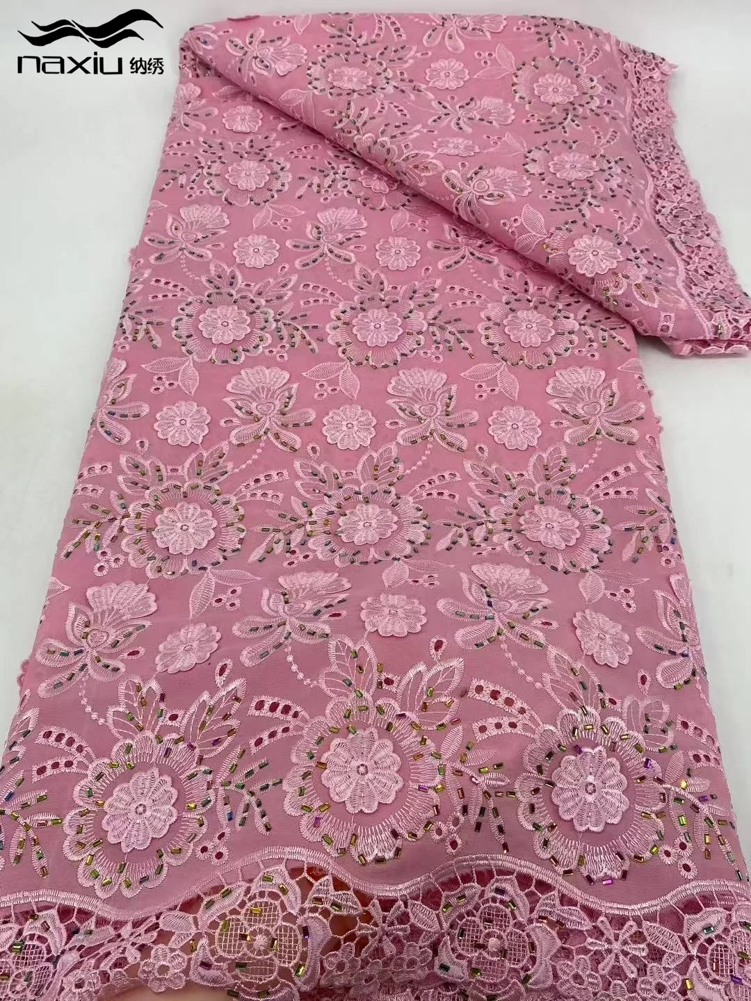 

Madison 2025 Luxury New Arrival Chiffon Nigerian African French Tulle Lace Fabric Stones Embroidery High Quality for Wedding