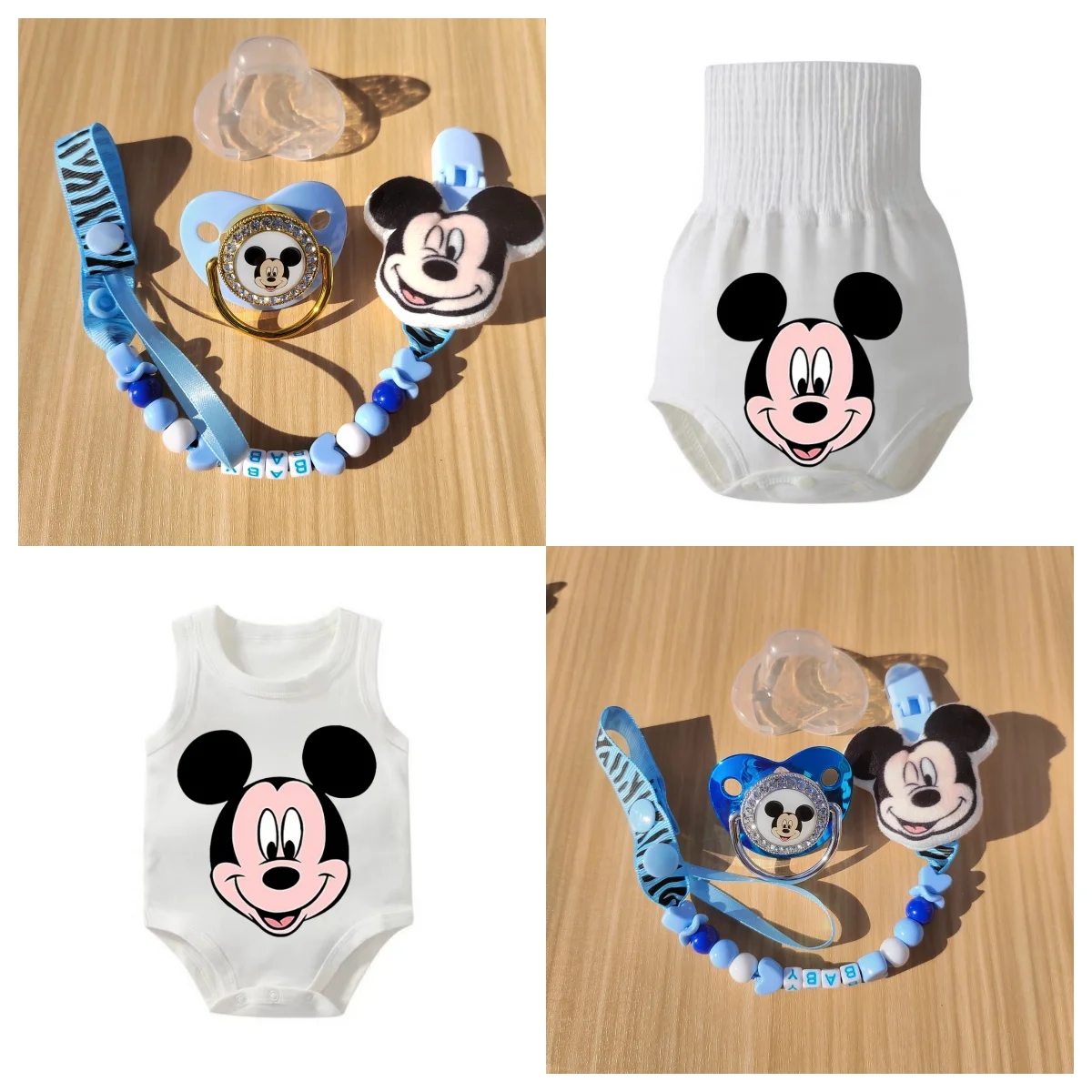 

Mickey Mouse Baby personalized pacifier clip chain with tegglue bath gift dummy nipple clip tooth toy loss proof baby accessorie