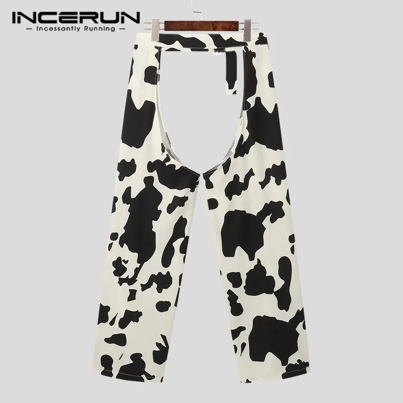 INCERUN 2024 Fashion Men Pants Printed Hollow Out Loose Personality Streetwear Trousers Men Joggers Sexy Casual Pantalon S-5XL