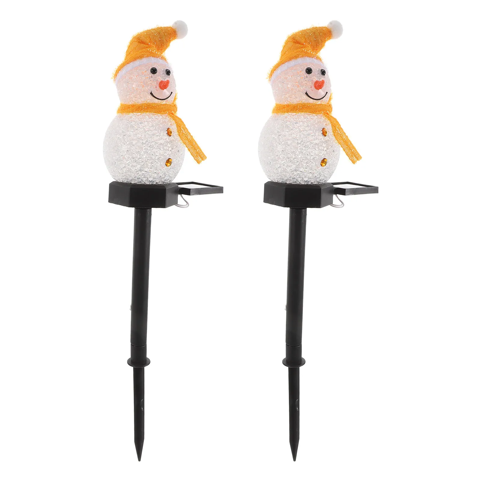 

2 Pcs Yard Lamp Solar Lawn Outdoor Lights Energy Snowman Stick Landscape Ground Inserted