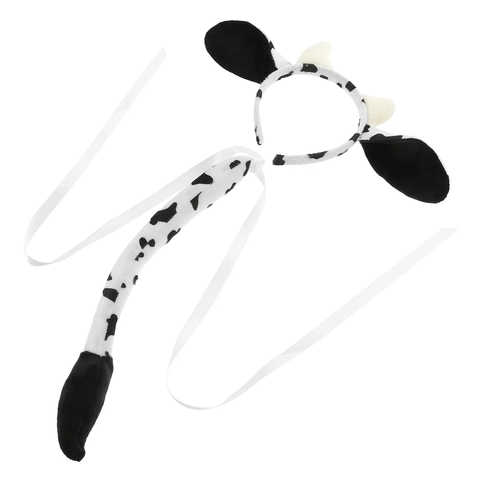 ชุดอุปกรณ์คอสเพลย์วัว 1 ชุด ประกอบด้วยที่คาดผม หาง และอุปกรณ์ประกอบฉาก ทำจากผ้าเนื้อนุ่ม เหมาะสำหรับงานปาร์ตี้ คอสเพลย์ แสดงบนเวที