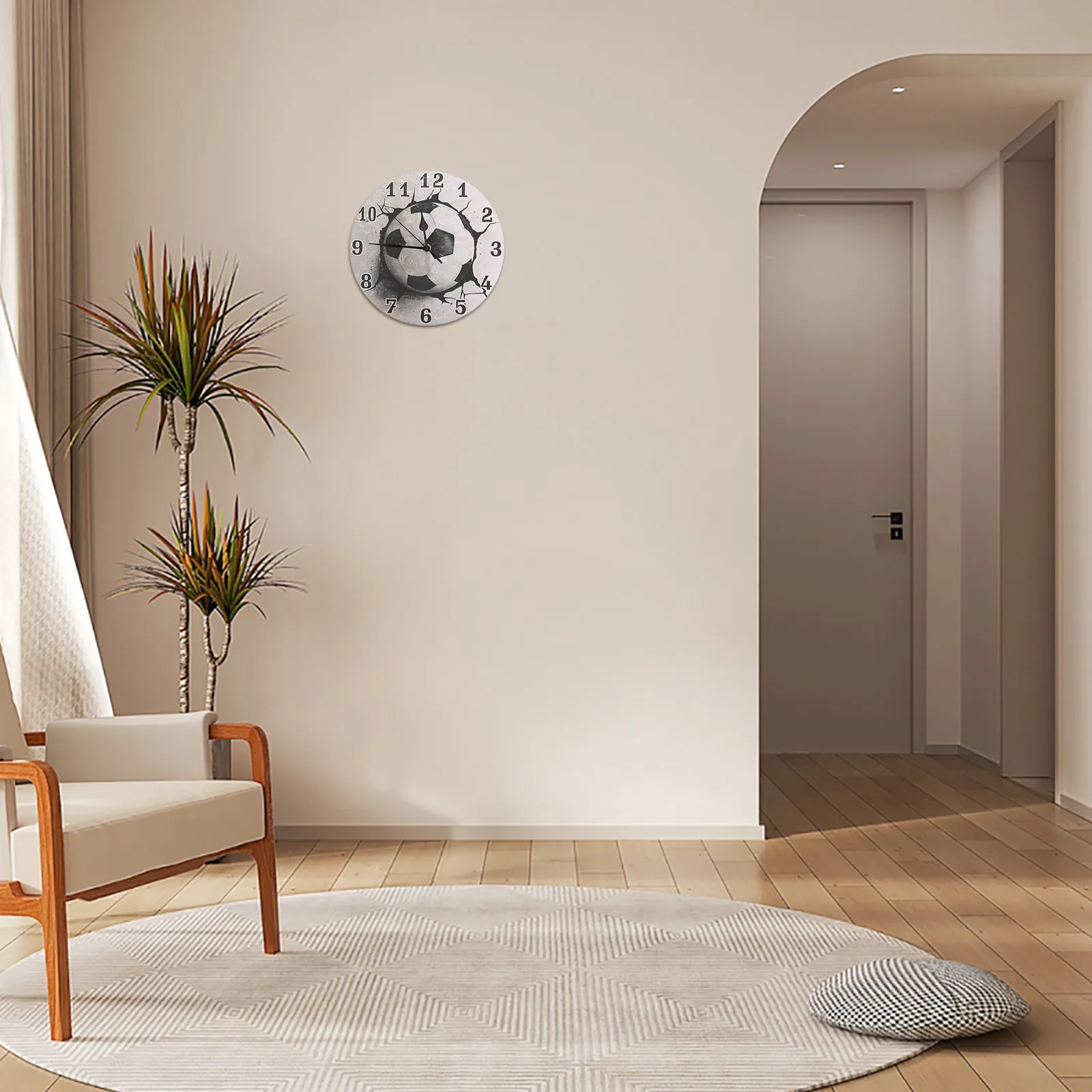 10 Inch Soccer Wall Clock Creative Ball Design Silent Mechanism Accurate Time Display Decorative Wall Clock for Bedroom Living