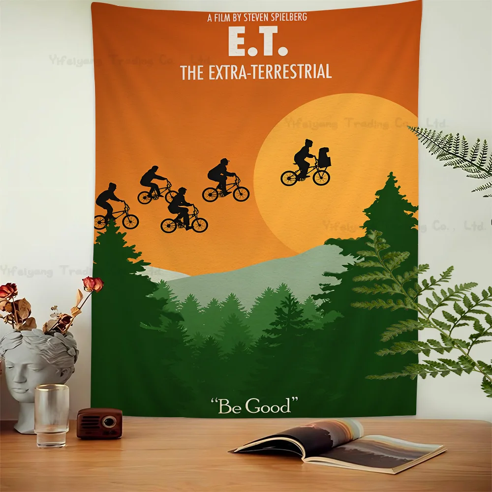 

Movie E.T. The Extra-Terrestrial 80s Anime Tapestry Hippie Flower Wall Carpets Dorm Decor Wall Hanging Home Decor