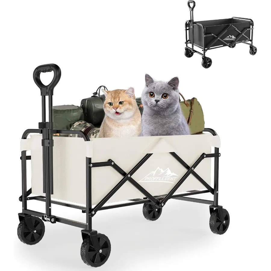 

Collapsible Wagon Cart with 5 Removable 360 Swivel Wheels Adjustable Handle 220lbs Load Capacity Dual Detachable Oxford Covers