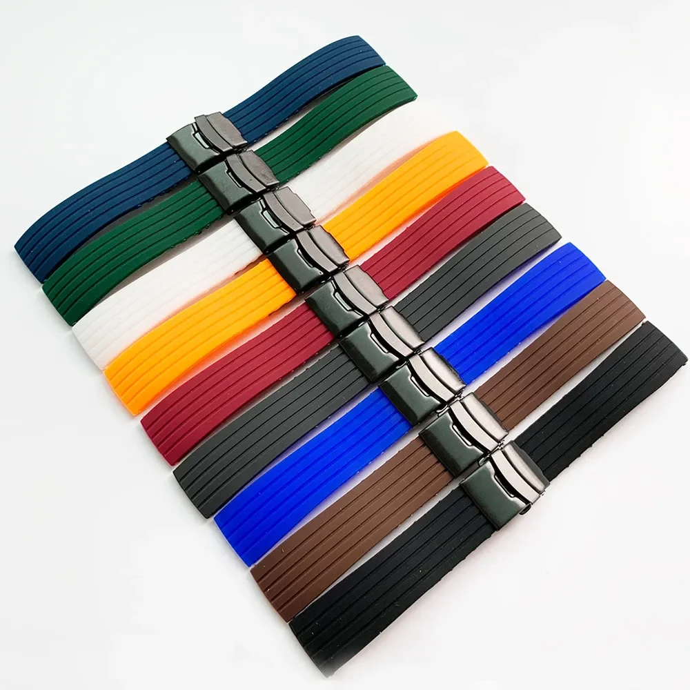 ل 18/ 20 مللي متر 22 مللي متر 24 مللي متر الرياضة ساعات سيليكون الفرقة العالمي مطاط مقاوم للمياه للطي مشبك حزام سوار إكسسوارات ل Seiko