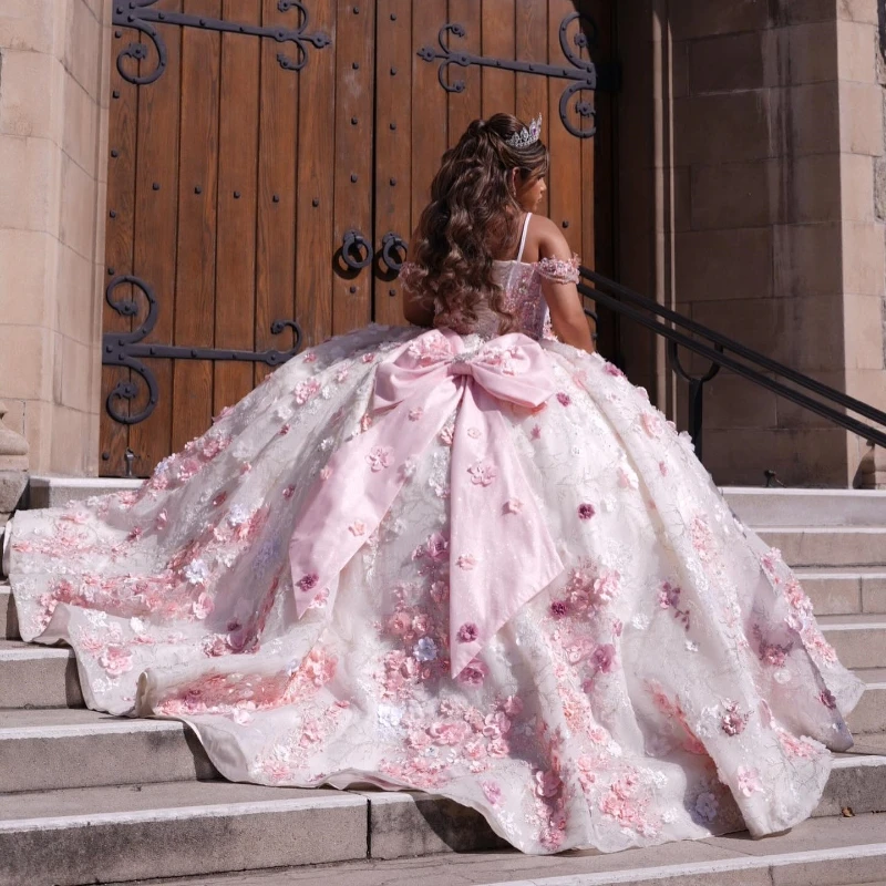 Lorencia Roze Quinceanera Jurk Korset Baljurk 3d Bloem Gelaagde Appliques Kralen Zoete 16 15 Jurk Vestidos De 15 Anos Yqd227