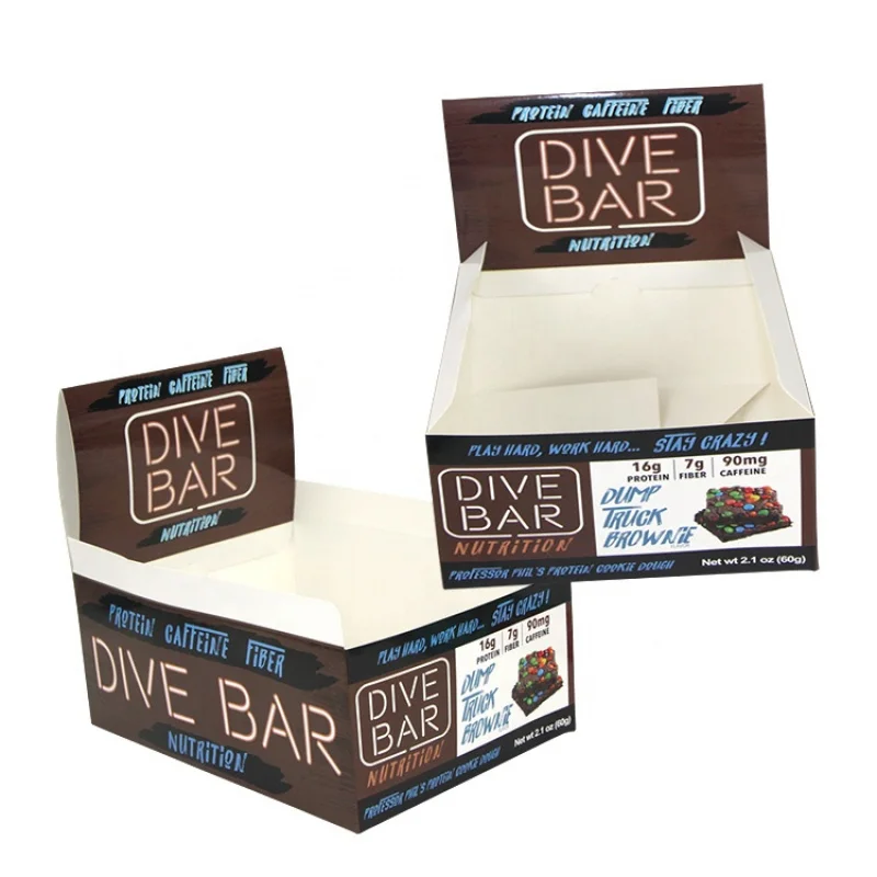 2025customized.Custom paper Cardboard Counter Display Boxes Protein Energy Chocolate Bar Box Nut & Kernels Packaging Paper B