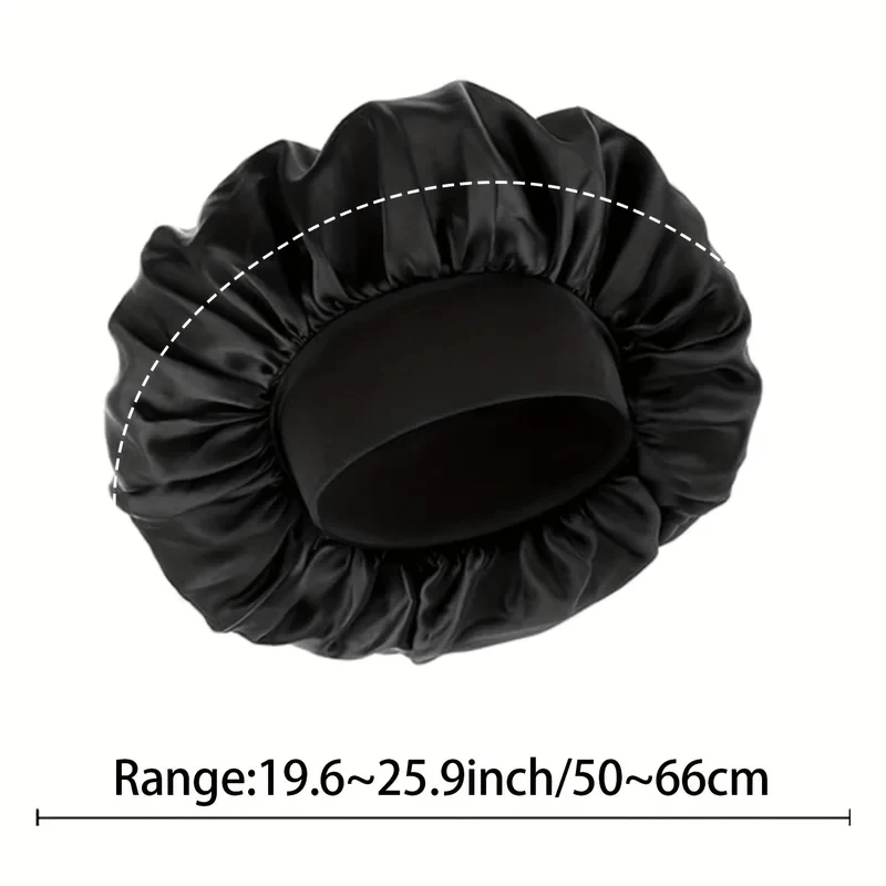 Silky Satin Sleep Bonnet, Non-slip Night Hair Wrap Soft Slouchy Beanie for Curly Hair Men Women
