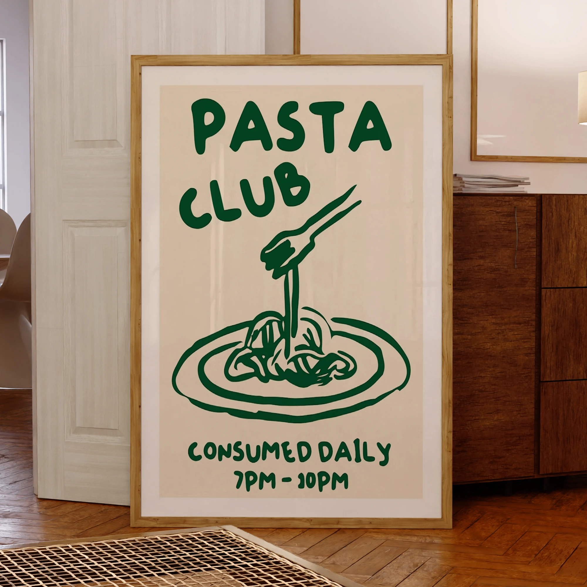 Pasta Club Consumed Daily7pm-10pm Wall Art Prints Canvas Painting Poster Picture For Living Kitchen Dining Room Home Decor