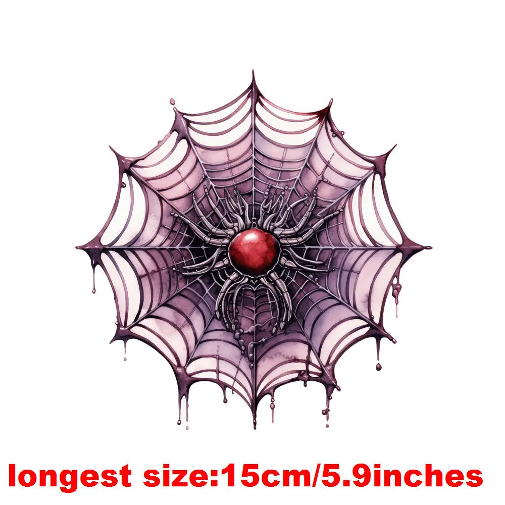 15cm Kids Heat DTF Transfer Spider Web Theme Sticker Iron On Fashion Women Patch On Clothing Sticker T Shirt DIY Appliqued