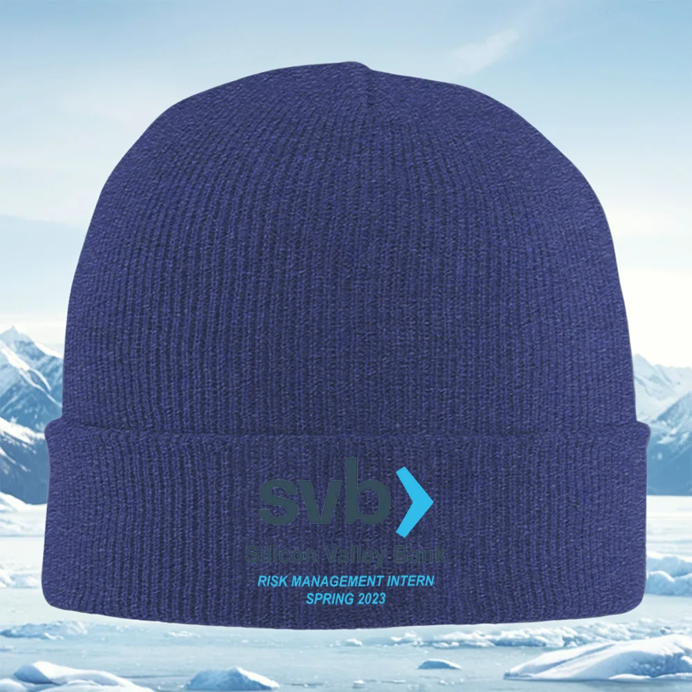 SVB flecha derecha logo diseño texto hombres mujeres unisex sombrero de punto gorro jersey invierno térmico cálido Navidad cicli
