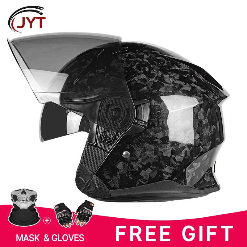 Прочный дизайн корпуса Шлем из углеродного волокна 3/4, специальный дизайн, вмещающий райдер с большими формами головы, удобный для ношения