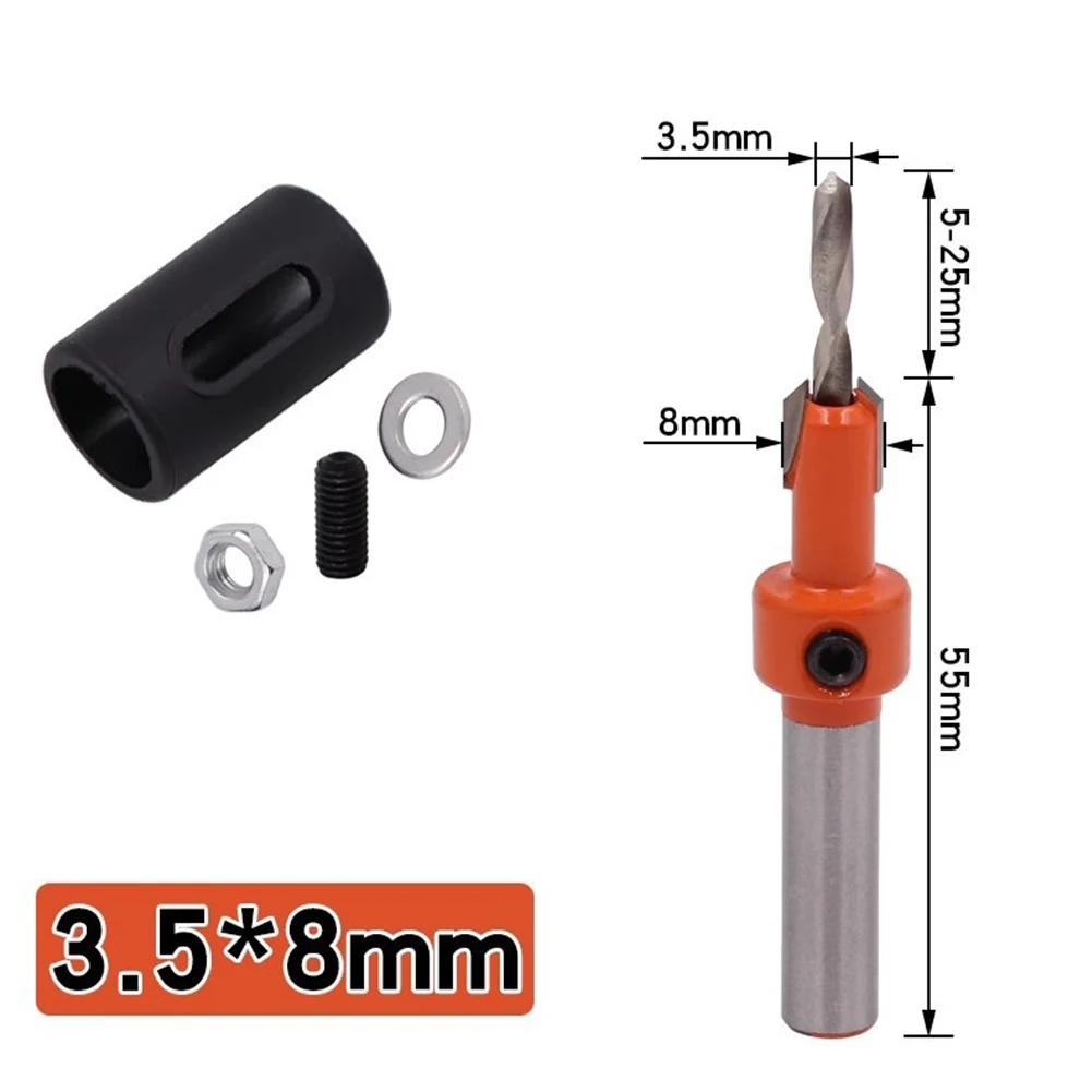 1pc Woodworking Router Bit Round Shank Countersink Drill Stopper Self Tapping Screw Taper For Woodworking Drilling Counterbore