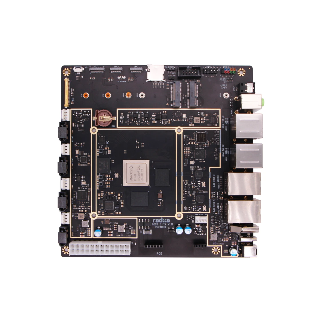 Radxa rock 5 itx, rk3588 8-Kern-CPU, Mini-Itx-Motherboard, lpddr5-RAM, 8k HDMI, vor installiertes Roobi-System, Single-Board-Computer