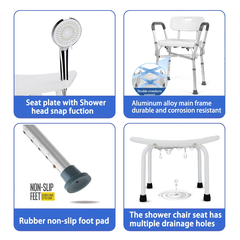 كرسي المرحاض الألومنيوم أثاث الحمام المنزل المحمولة المسنين الحوامل امرأة دش مقعد كرسي السلامة الطبية البراز #6