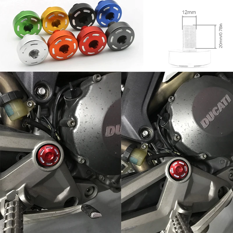 MetHero Footpeg Fixed Screw For Ducati Monster 696 CNC Aluminum Motorcycle Frame Screw Rearset Hole Bolts Plug M12 x 1.25mm