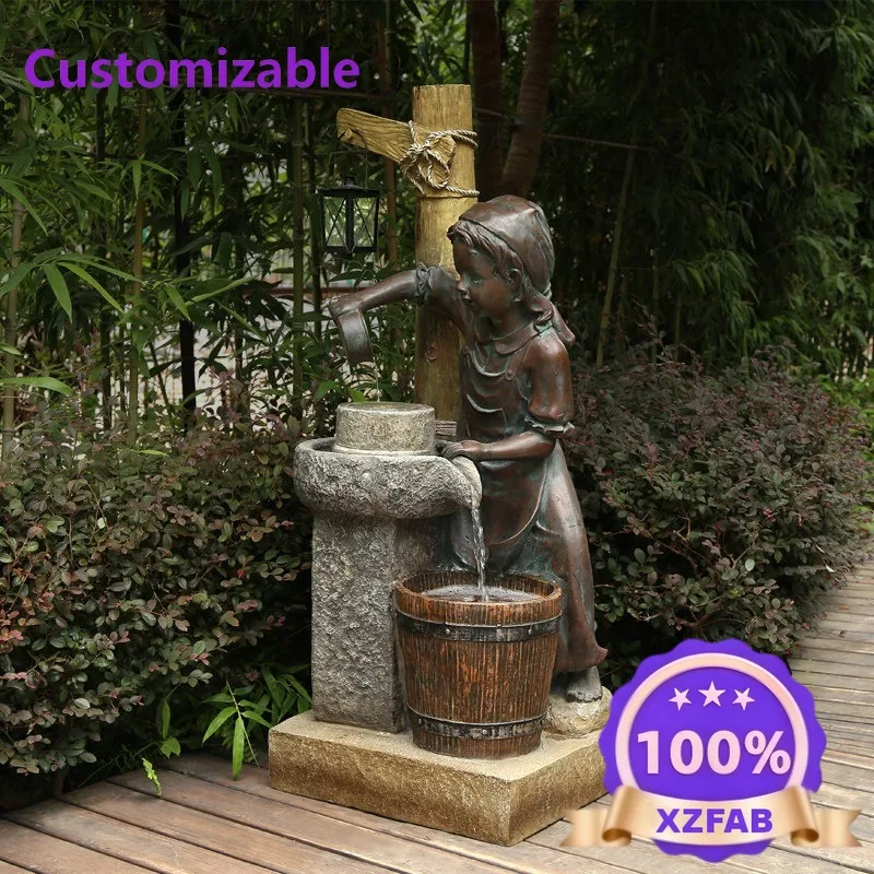 Factory Direct 2026 European Style Villa Courtyard Water Feature Flowing Water Floor Decor For Balcony Clubhouse Fortune Landsca