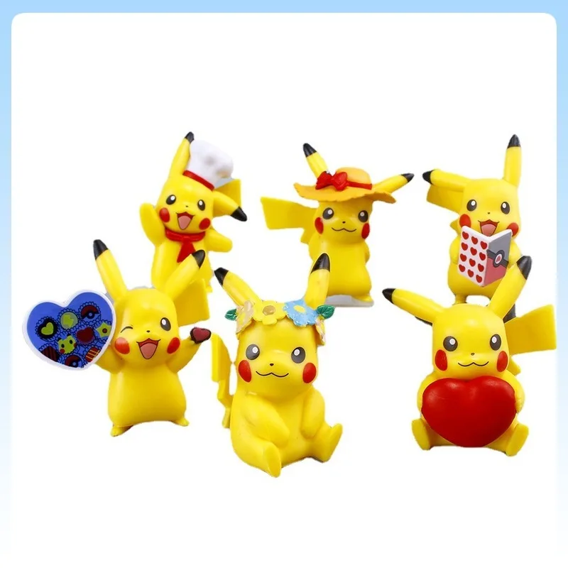 

Милая фигурка животного Пикачу, очаровательный топпер для торта из ПВХ, украшение, глухая коробка, игрушка для детей, подарок на вечеринку, интерьер автомобиля, маленькое украшение