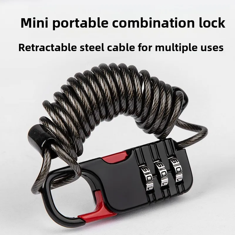 Anti-Theft Extended Steel Cable Combination Lock Retractable Wire Password Padlock for Luggage Backpack Travel Combination Lock