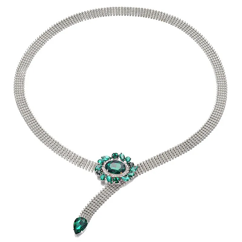 

Fashion Luxury Emerald Bead Chain Waist Chain Dress Clothing with Fashion Ladies Belt Accessories