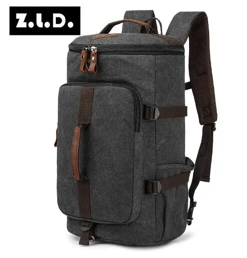 Men Bucket Backpack Canvas Shoulder barrel Backpack Bag Laptop Bags Large Capacity  backpack Men Canvas travel Luggage backpack