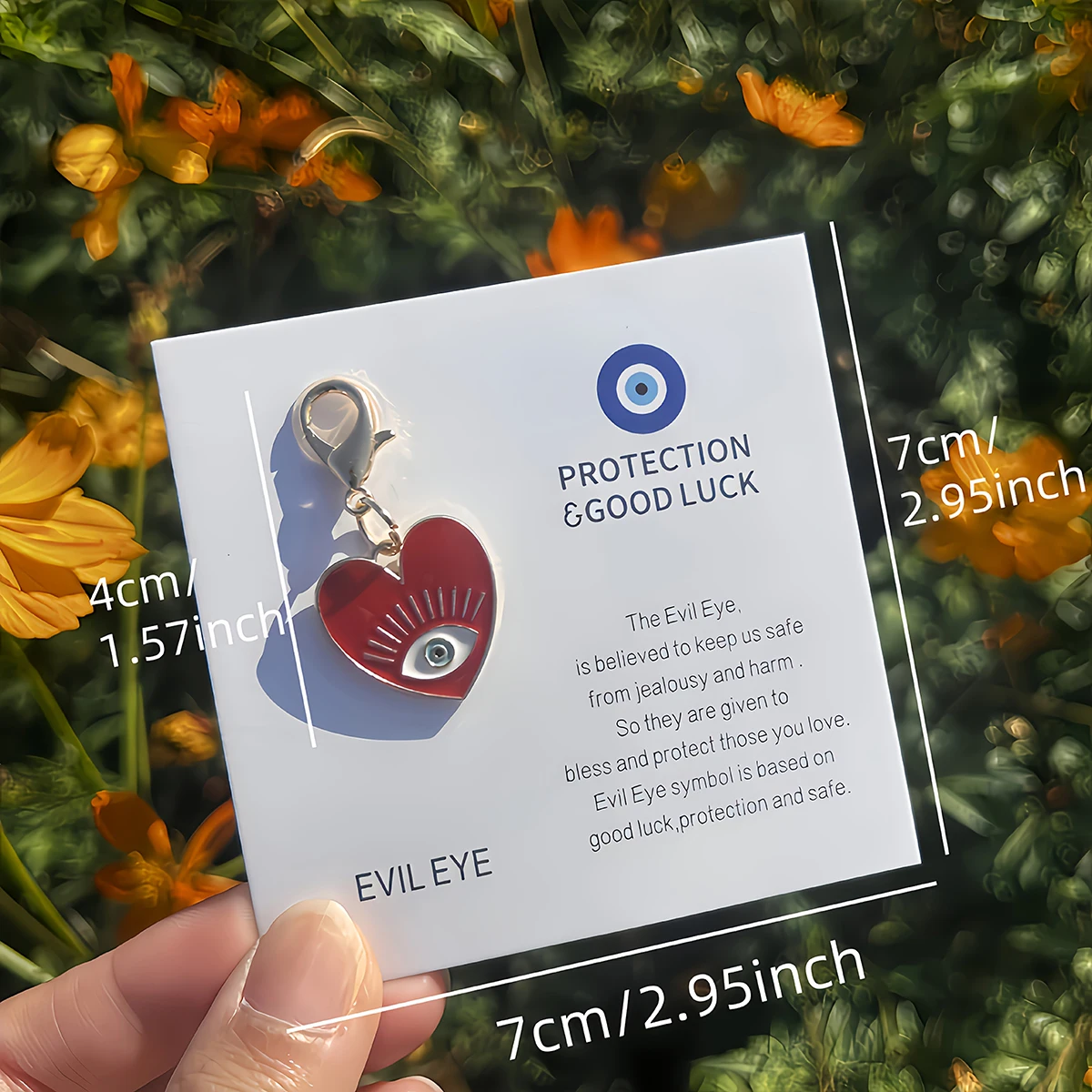 Little Pocket Hug Keychain with Evil Eye Pendant & Friendship Card, Inspirational Gift for Family Friends Colleagues