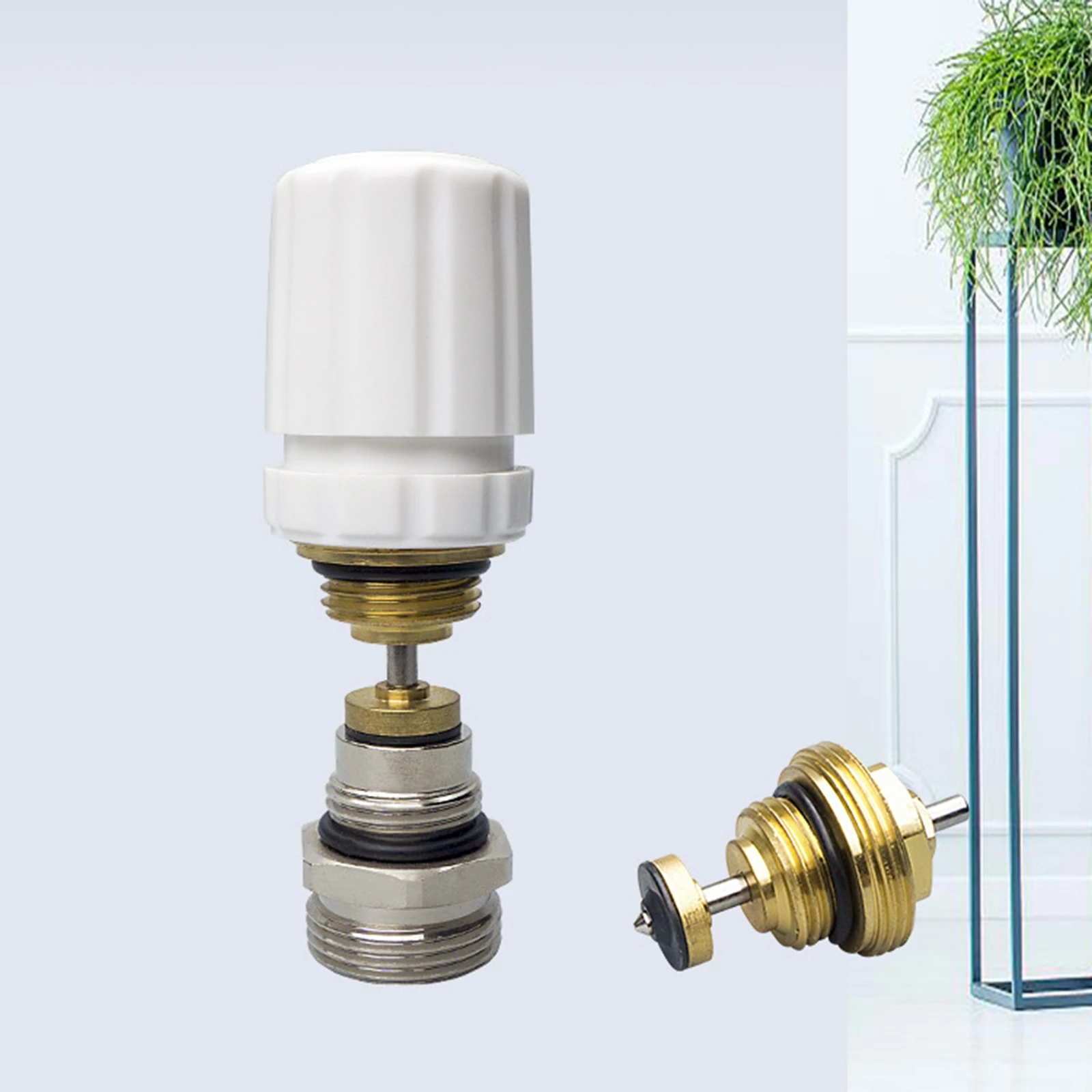 Underfloor Heating Valve Core M30x1.5 Brass Needle Valve Automatic Spring Shutoff Fitting for Manifold Maintenance DIY Repair