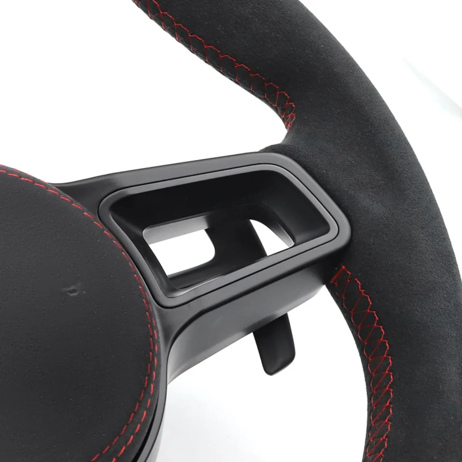 Forged Carbon Fiber Flat Bottom Sport Steering Wheel with Red Stitching, Auto Interior Modified Replacement Parts For Porsche 911 view 5