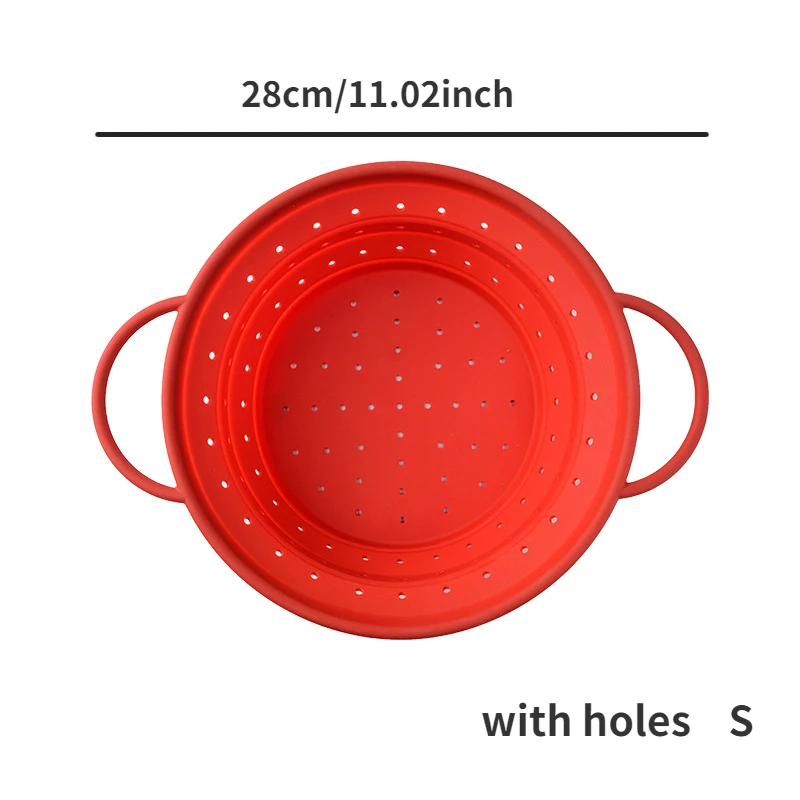 Circular Silicone Folding Filter Basket, Household Drain Basket, Washing Vegetable and Fruit with Handle, Kitchen Tools