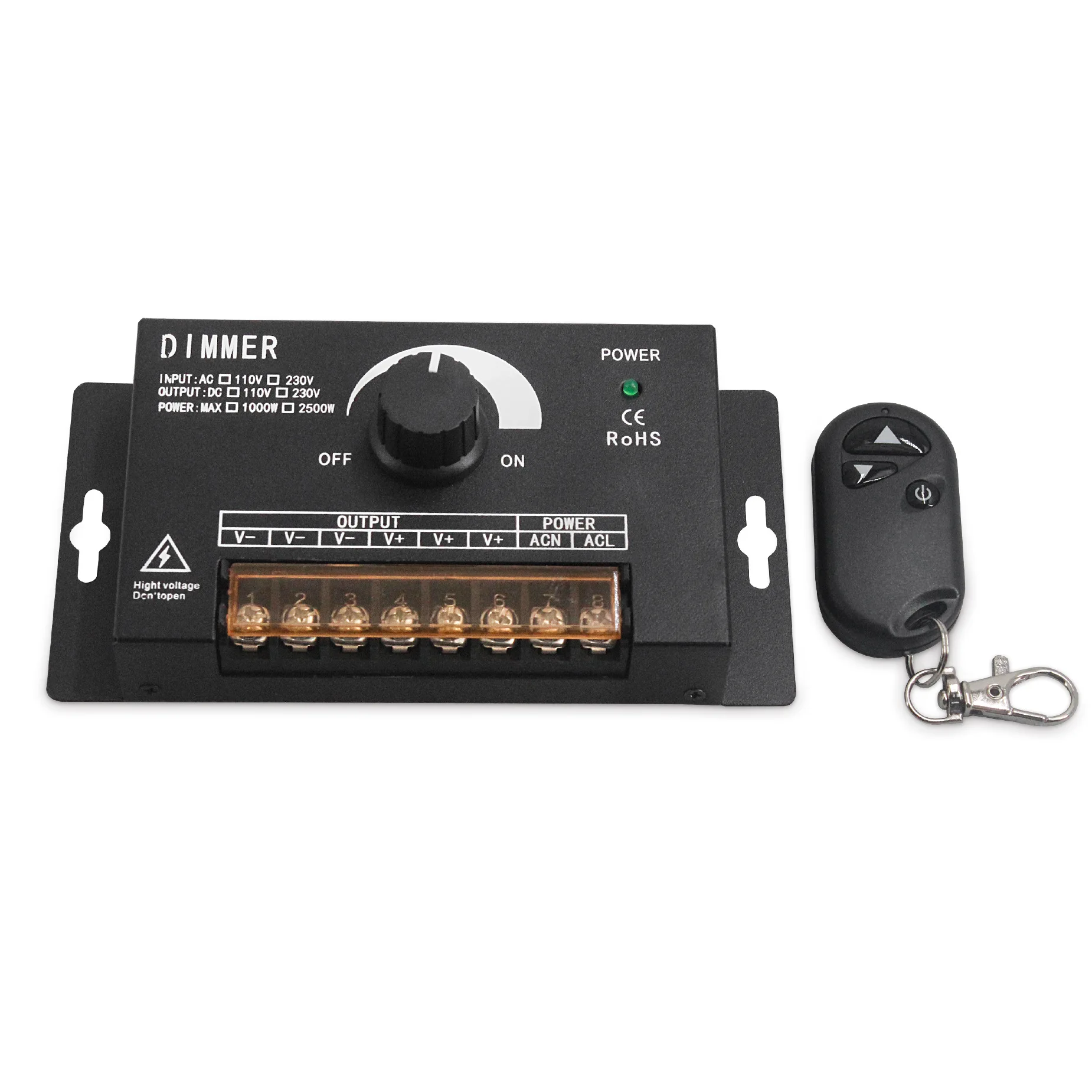 

AC110V 230V 2500W RF LED Switch 0-100% Stepless Dimmer Single Color LED Strip Light Brightness Adjustment Controller