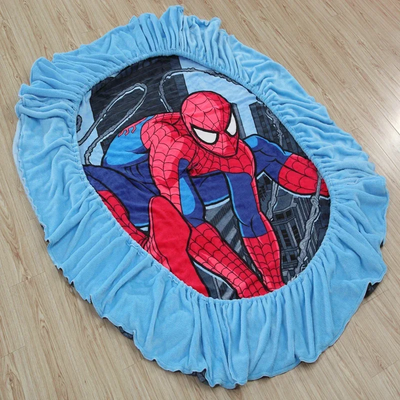 Disney Stitch Spiderman Mc Queen Cars Flannel Blanket Fitted Sheet with An Elastic Band Bed Linen Bedspread Mattress Cover