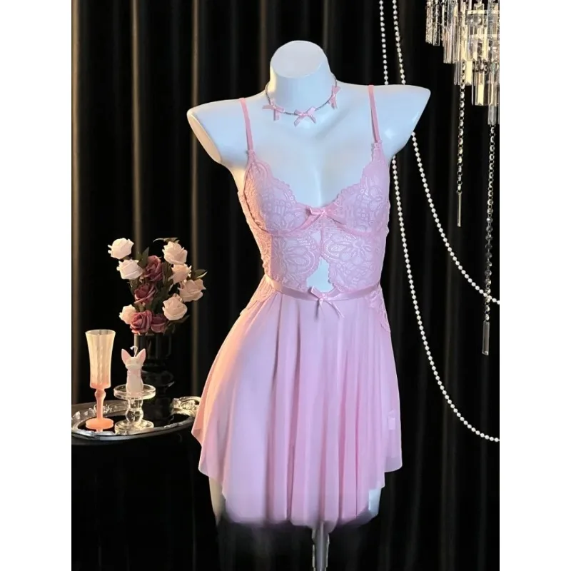 camisola-halter-transparente-de-malha-rosa-para-mulheres-–-retalhos-de-renda-sexy-conjunto-de-pijama-romantico-e-sedutor-para-datas-especiais-noites-divertidas