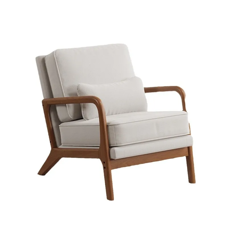 

European light luxury single sofa chair, casual solid wood single bedroom backrest balcony leisure chair