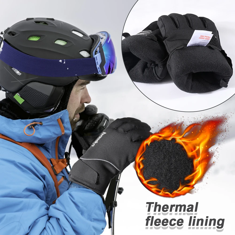 Ski Gloves Winter Warm Snowboard Thermal Mittens Bicycle Motorcycle Skiing Road Bike Fleece Waterproof Snow Glove Men Women