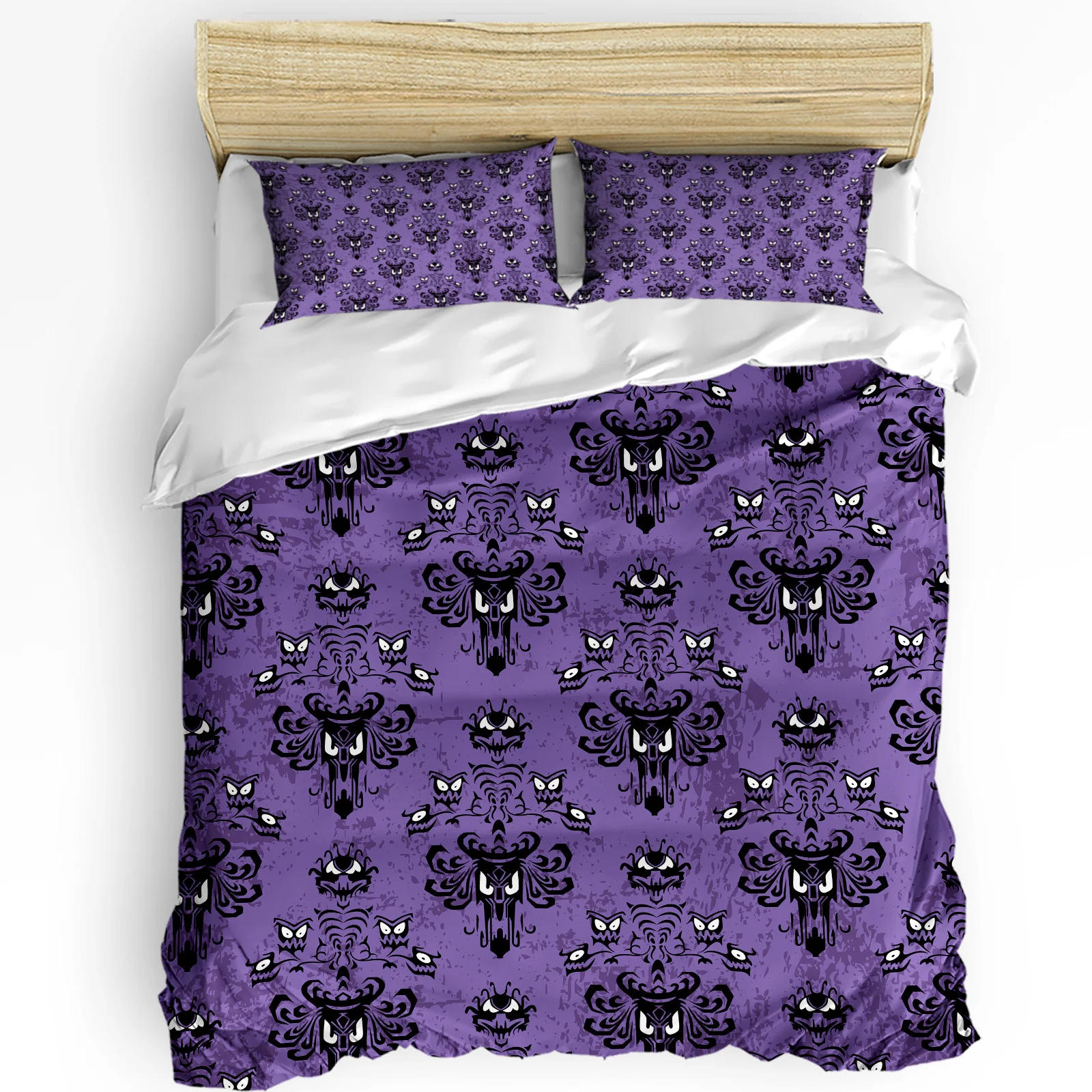 

Halloween Haunted Mansion Purple Black Duvet Cover with Pillow Case Custom 3pcs Bedding Set Quilt Cover Double Bed Home Textile