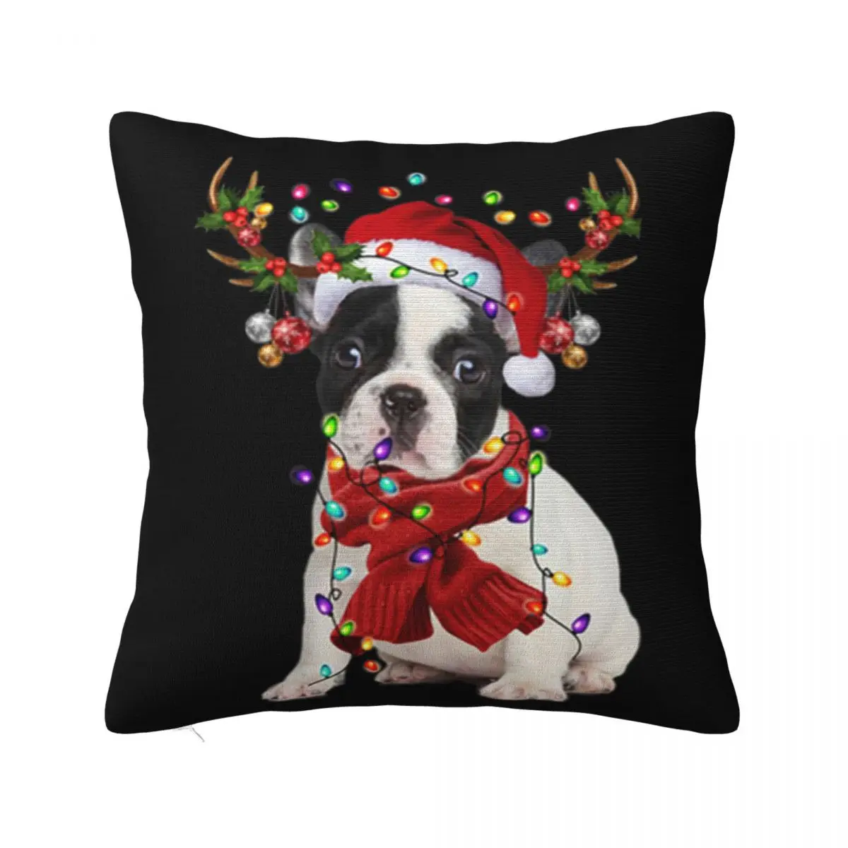 French Bulldog Reindeer Christmas Cheap Sale High Quality Vacation Many Colors Cute Customized Children Punk Pillow Case