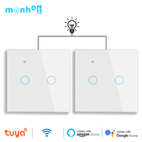 Tuya EU Wifi Smart Stair Touch Switch Glass Panel Suppport Alexa/Google home Voice Control Smart Life Cross Switch 1 Gang 2 Way