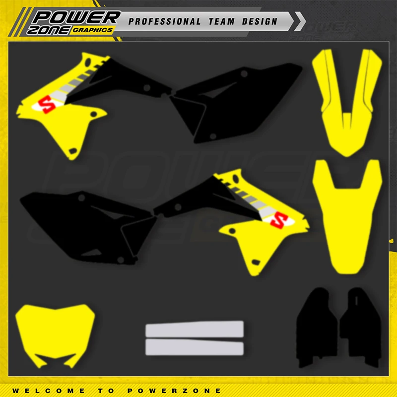 

Наклейки POWERZONE на заказ для SUZUKI RMZ 450 2008-2017 RMZ 450 CC, наклейки для мотоцикла, индивидуальный комплект защиты графического номера 09