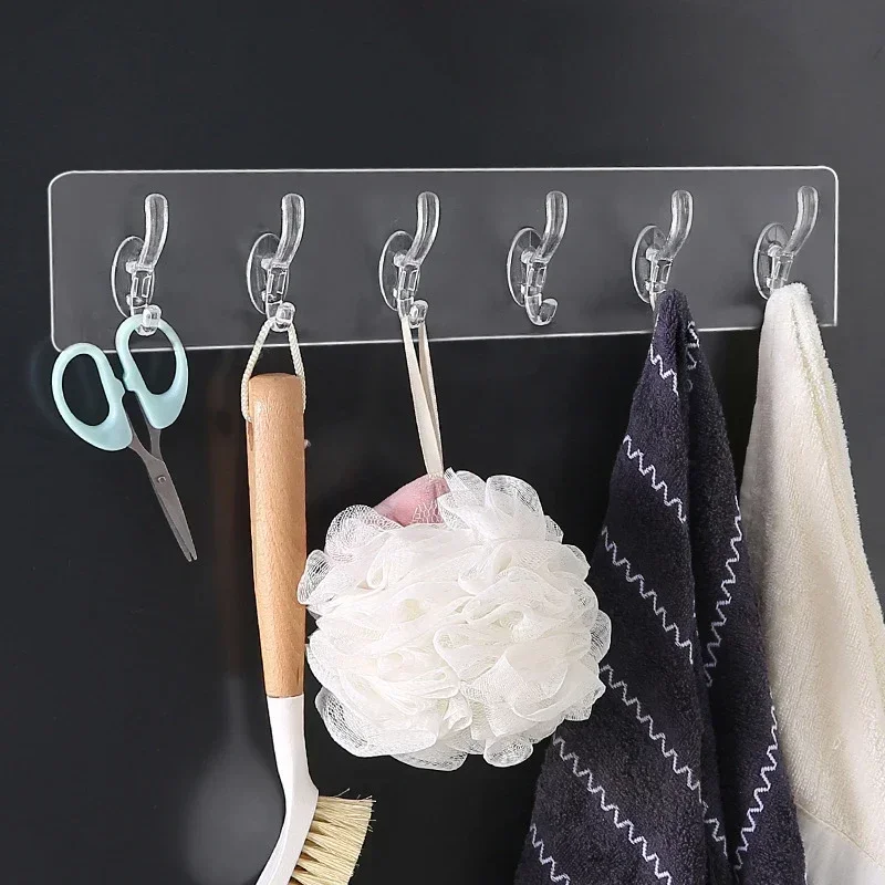 Transparent Self Adhesive Hooks For Kitchen Bathroom Organizer Transparent Strong Adhesive Door Wall Hanger Key Holder Heavy