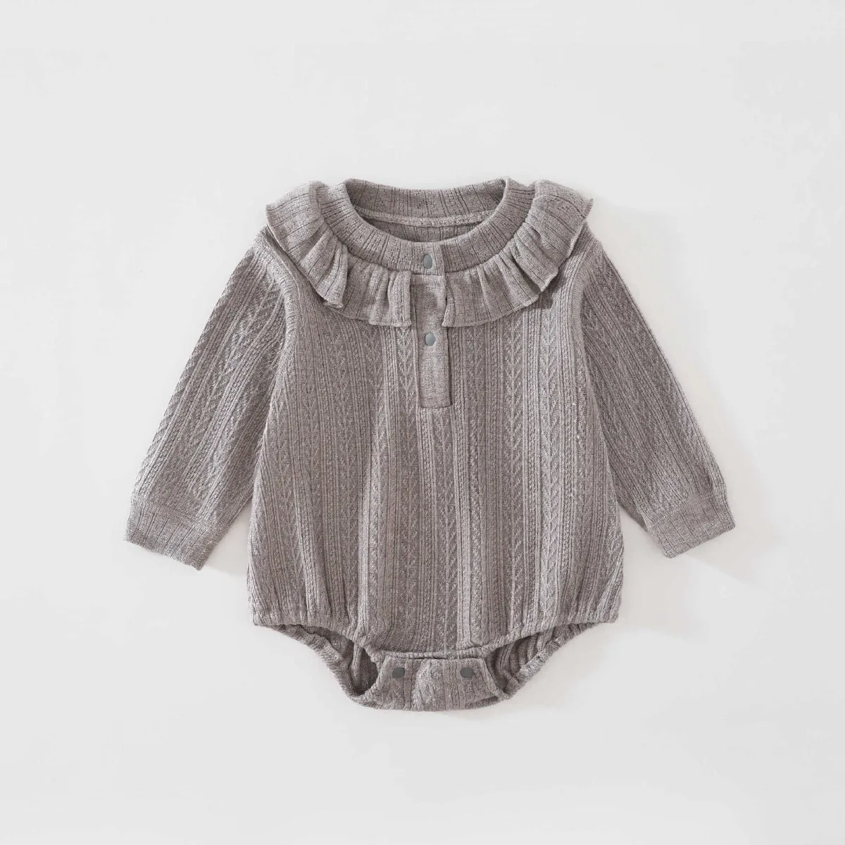 Baby Girl Romper Long Sleeve Ruffle Collar Onesie Soft Stretchy Jumpsuit Pullover Infant Toddler Clothes Spring Autumn 0-16M