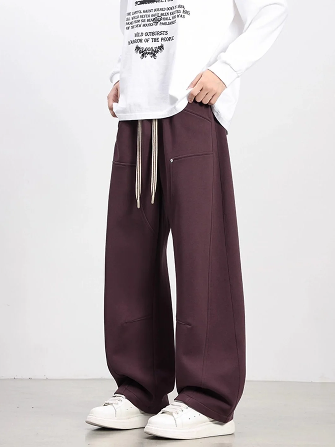 

Мужские повседневные спортивные брюки American Sle свободного кроя с высокой талией, прямые штанины, из смесового хлопка, карго-брюки с заклепками